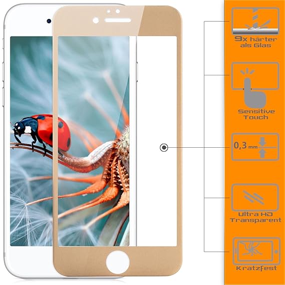 zanasta Displayschutz Folie kompatibel mit iPhone 6 und iPhone 6S Glasfolie Schutzglas [3D Full Cover Glass, Vollständige Abd