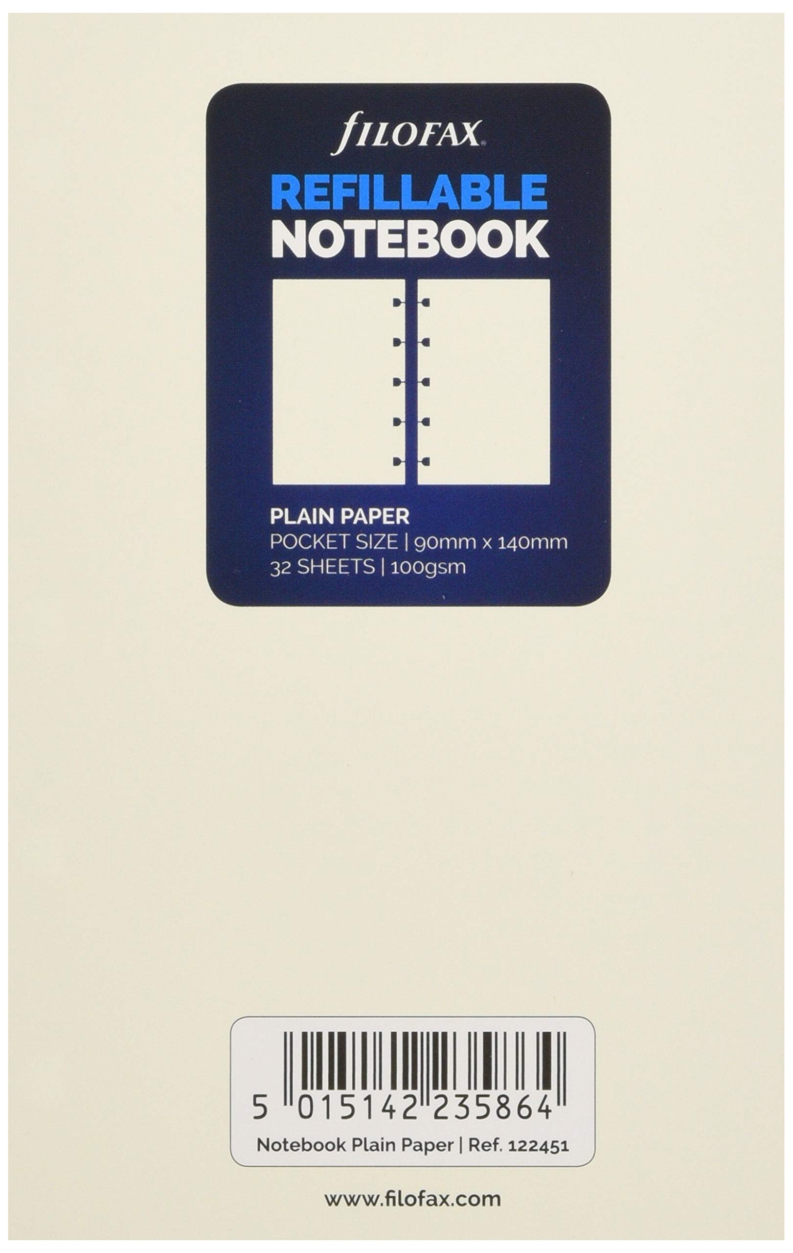 Filofax Pocket Plain Notes for Refillable Notebook - White