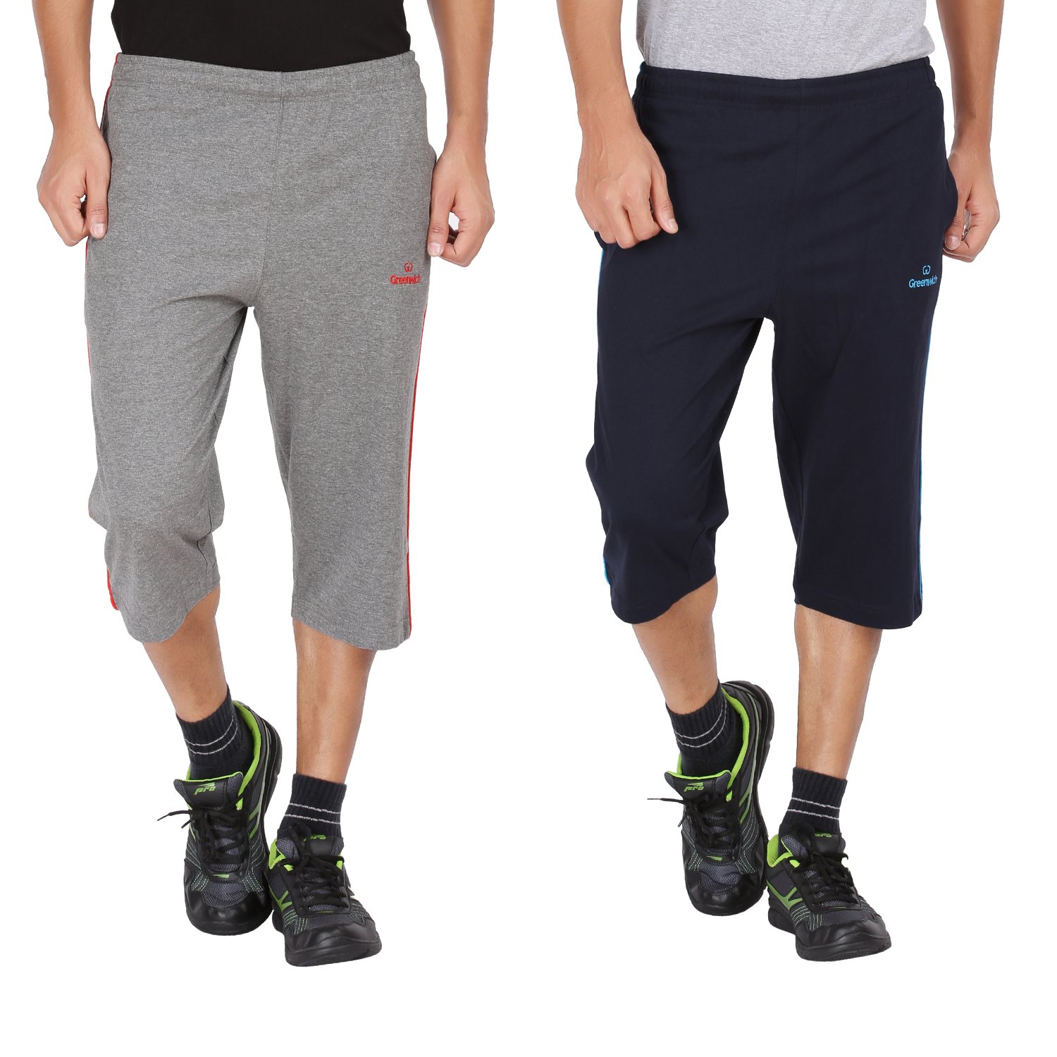 pack of 2 greenwich men's casual cotton three forthandhra melange coral and navy