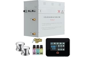 SaunaSpa Builders Series 12kW Steam Bath Generator with Quickstart Continuous Steam, Black Digital Touch Pad, Built-in Auto-Drain, and Aroma Steamhead in Polished Chrome
