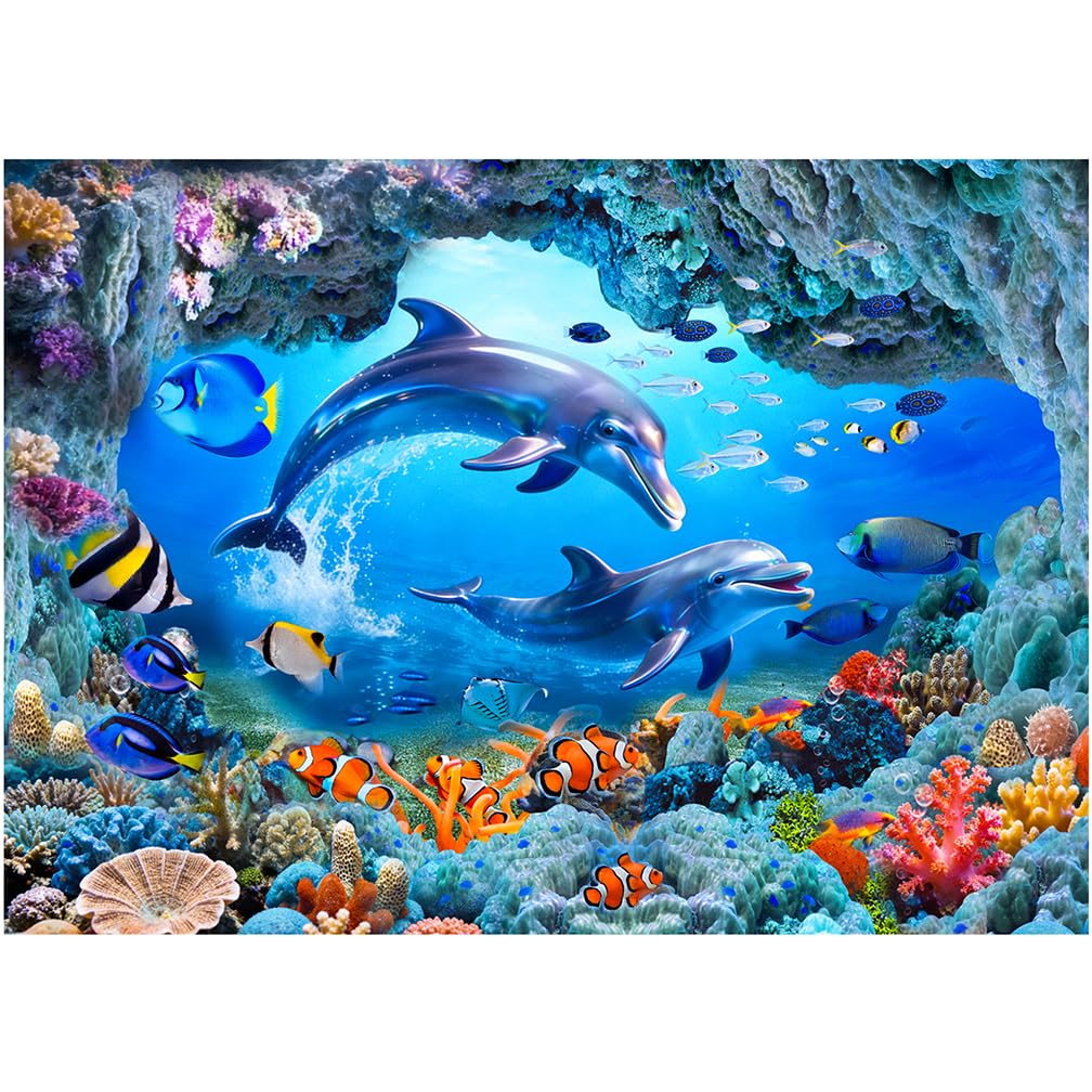Musykrafties Ocean Scenic Undersea Cave Dolphin Backdrop Large Banner Photography Studio Fabric Background Photobooth Prop 7x5feet #2212