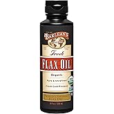 Barlean's Organic Flaxseed Oil Liquid from Fresh Cold Pressed Flax Seeds, 7,640mg ALA Omega 3 Fatty Acid Supplement for Skin and Hair Care, Vegan & Gluten Free, 8 oz