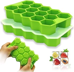 Silicone Ice Cube Tray with Lid for Freezer, 2PCS Large Reusable Ice Cube Trays Mold 28 ice Trays for Bars Kitchens and Holiday Parties for Chilled Drinks or Food