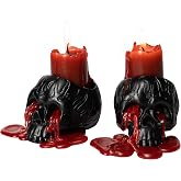 Skull Blood Candles 2-Pack, Dripping Red Wax Gothic Décor | Bleeding Effect, Spooky Gothic Design, 8-Hour Burn Time, Perfect for Halloween, Haunted Houses & Gothic Displays