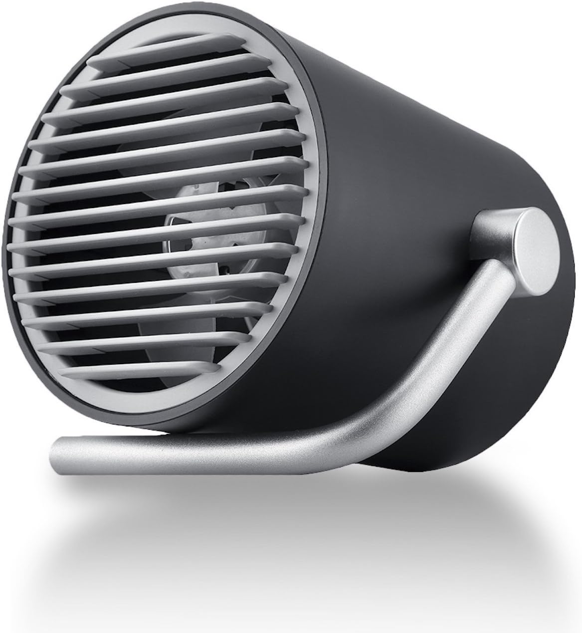 USB Desk Fan, HENGQIANG Mini Portable Low Noise Table Cooling Fan with Twin Turbo Blades and Touch Control Technology for Office Household Travel Use - Black