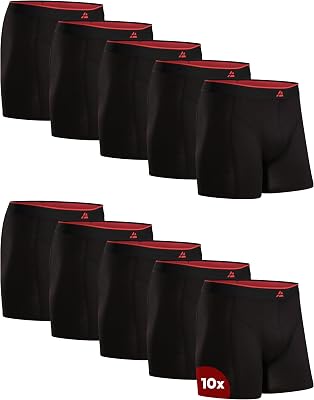 Boxer Bambou Homme, Calecon Homme Ultra Doux et Respirant, Lot de 10, Noir, L
