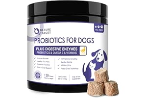 NATURE TARGET Probiotics for Dogs, Duck Flavored Dog Probiotics with Prebiotics and Digestive Enzymes for Dog Gut Health, Vitamins and Omega 3 for Skin & Coat & Immune Health - 120 Treats