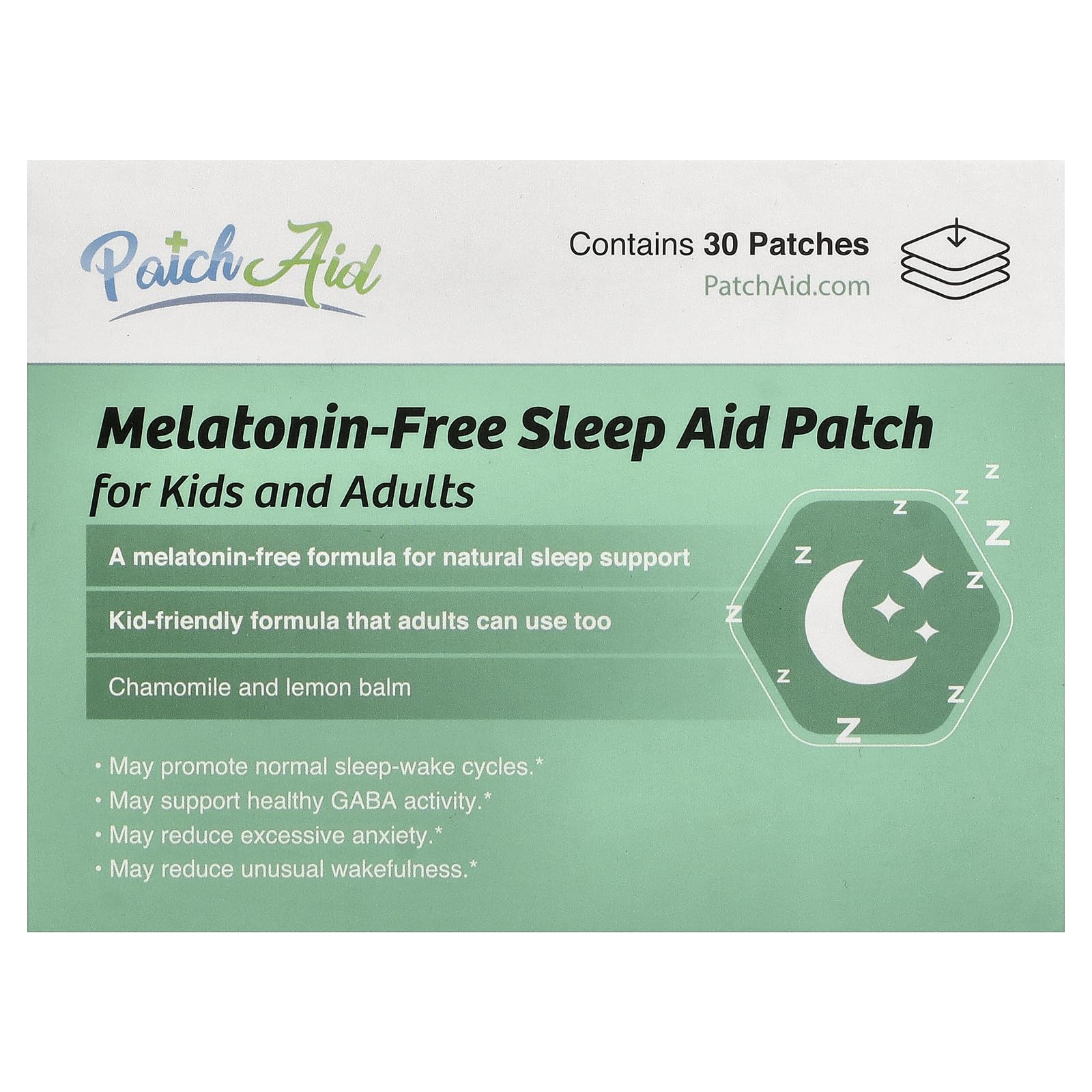Patch Aid Sleep Aid for Kids - 30 Daily Topical Patches. 100% Natural & Vegan. Allergy & Filler Free. High Absorption and More bioavailable. Suitable for Sensitive stomachs & bariatric.