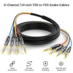 EBXYA 4-Channel 1/4 Inch TRS Snake Cables 3ft
