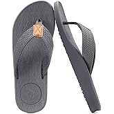 KuaiLu Mens Flip Flops Arch Support Comfortable Summer Beach Thong Sandals Yoga Foam Cushion Slip on Slippers