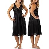 Shadowline Women’s Short Lace Bodice Nightgown 40” Length Sleeveless Gown