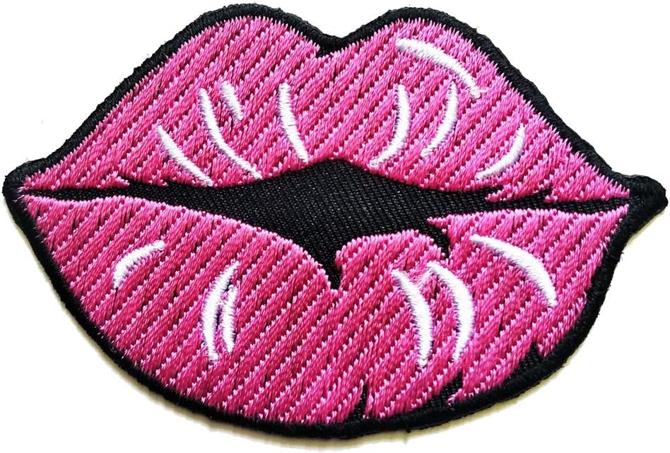 PP Patch Pink Lipstick Cosmetic Embroidery Patch Cartoon Iron on Sew on Embroidered Jacket T-Shirt Backpacks