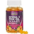 Omega Fish Oil Gummies - Delicious Orange Flavor Fish Oil Omega 3 Supplements with Heart Healthy EPA & DHA Fatty Acids for Heart, Joint & Brain Support - Omega 3 Fish Oil Gummy Vitamins - 60 Gummies