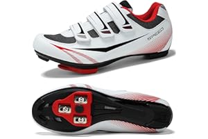 PQMN Unisex Mens Womens Road Bike Cycling Shoes,Indoor Bike Shoes Compatible with Look Delta/SPD Cleats,Perfect for Road Racing Bikes-3 Straps