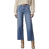 Dokotoo Womens High Waist Baggy Jeans Wide Leg Casual Petite 2026 8 Points Length Stretch Denim Pants