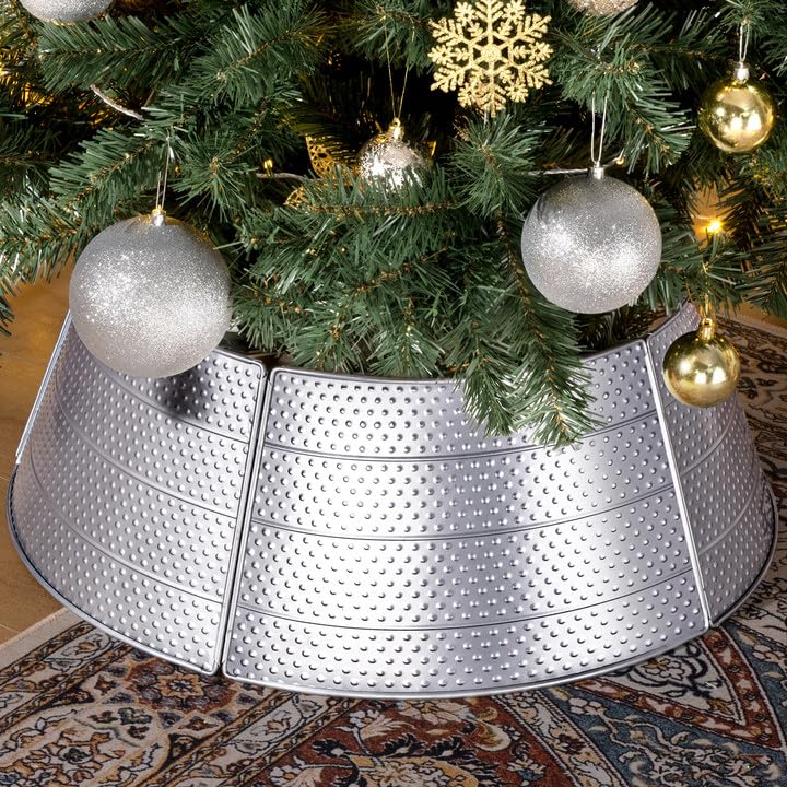 Photo 1 of GRANNY SAYS Christmas Tree Collar, Metal Tree Collar for Slim Tree, Christmas Tree Base Collar, 28" Large Tree Collar for 7.5 ft Tree, Decorative Christmas Tree Ring for Holiday, Silver