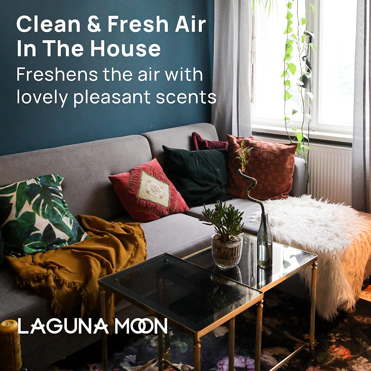 Lagunamoon Pure Tea Tree, Lavender, Lemon Essential Oils - Top 3 Piece Oil Gift Set for Diffusers, Humidifiers, Massages, Yoga Room, Home, Office - Safe for Skin, Hair, & Nails (90mL Total)