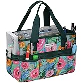 JLDTOP Craft Organizer Tote Bag Art Caddy with Multi-Pockets for Office Supplies Scrapbooking Sewing Storage