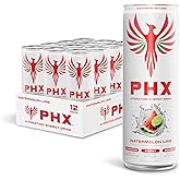 PHX Hydration Energy Drink - 700mg Electrolytes, 200mg Natural Green Tea Caffeine, 100% Daily Value 8 Essential Vitamins - 12 oz Cans (12 Pack) (12 Pack, Watermelon Lime)