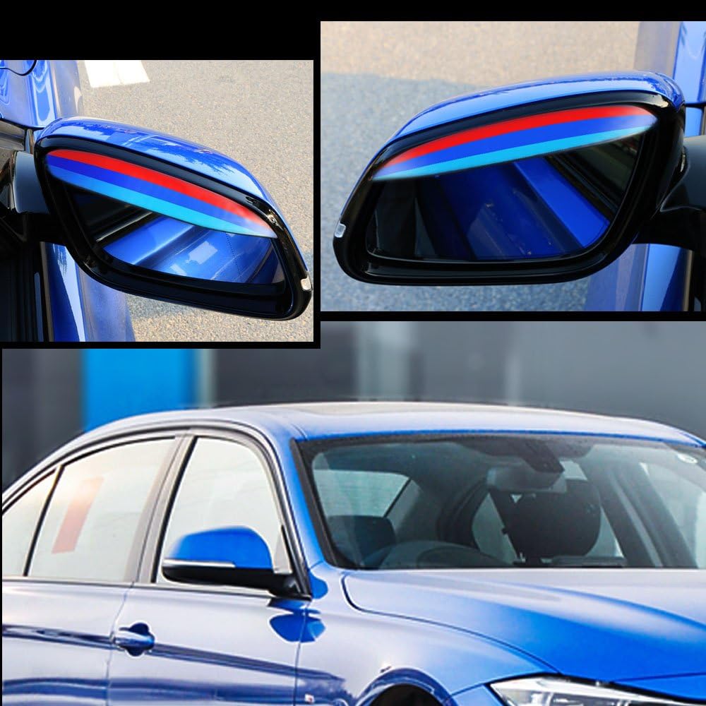 Tuqaing 3 Colors M Styling Rear View Mirror Rain Eyebrow Motorsport Strips Rainproof Cover Decoration Stickers for X5 E70 2Pcs