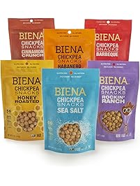 BIENA 5oz Variety Pack (Sea Salt, Rockin' Ranch, Honey Roasted, Barbecue, Habanero, Cinnamon)