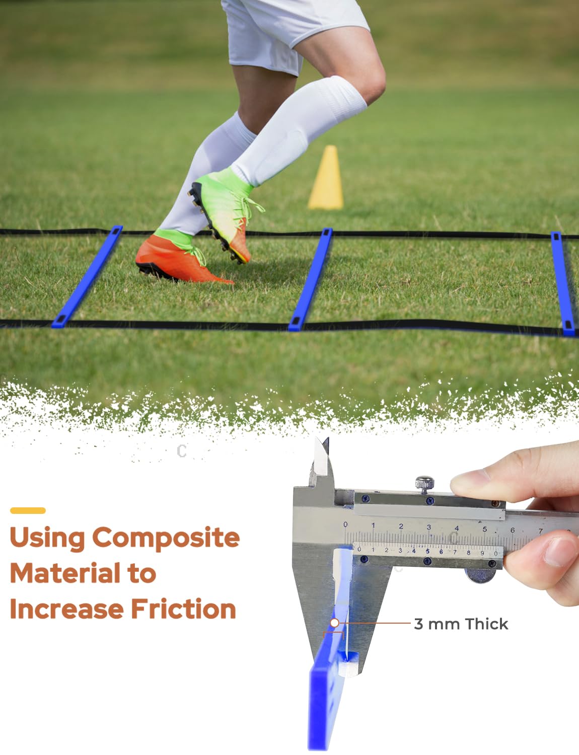 GHB Agility Ladder,Football Training Equipment Set,4 Agility Hurdles, 20 feet12 Rungs Speed Ladder,12 Disc Cones,Resistance Parachute, Jump Rope, 5 Resistance Bands