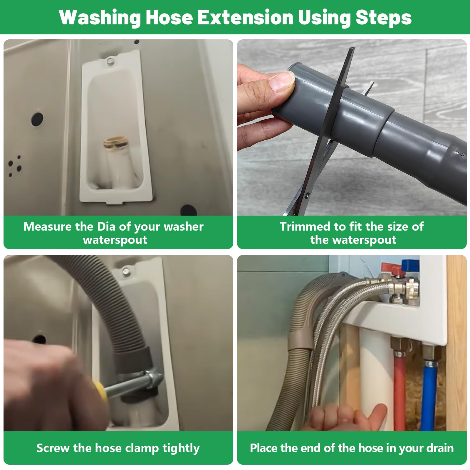 Universal Washing Machine Drain Hose Compatible with Samsung, LG, Whirlpool, Maytag, Kenmore, GE, Giantex, Panda and More - 10 Ft Corrugated Flexible Washing Hose with Clamp and U-Bend Holder