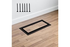 6 Pack Adjustable Flush Mount Floor Register 4" x 10" Matte Black Metal, Heavy Duty Wakable Vent Covers Decorative Floor Air 