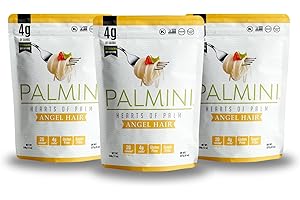 Palmini Angel Hair Pasta | Low-Carb, Low-Calorie Hearts of Palm Pasta | Keto, Gluten Free, Vegan, Non-GMO, Plant Based, Healthy Noodles | As seen on Shark Tank | (12 Ounce Pouch-Pack of 3)