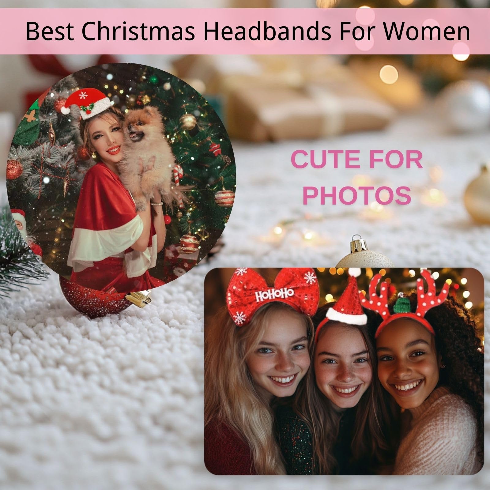 SEVEN STYLE 12 PCS Holiday Headbands,Cute Christmas head hat toppers,Great Fun and Festive for Christmas Party Favors Holiday Favors Photos Booth