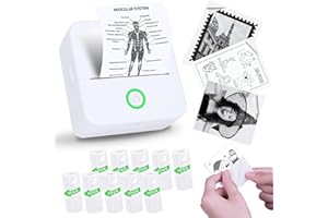 Vicbear Mini Sticker Printer, Sticker Maker Machine Printer with 10 Sticker Paper Rolls, Mini Printer Sticker Maker for Photos/Labels/Notes, Inkless Thermal Portable Printer for Phone/Tablet, White