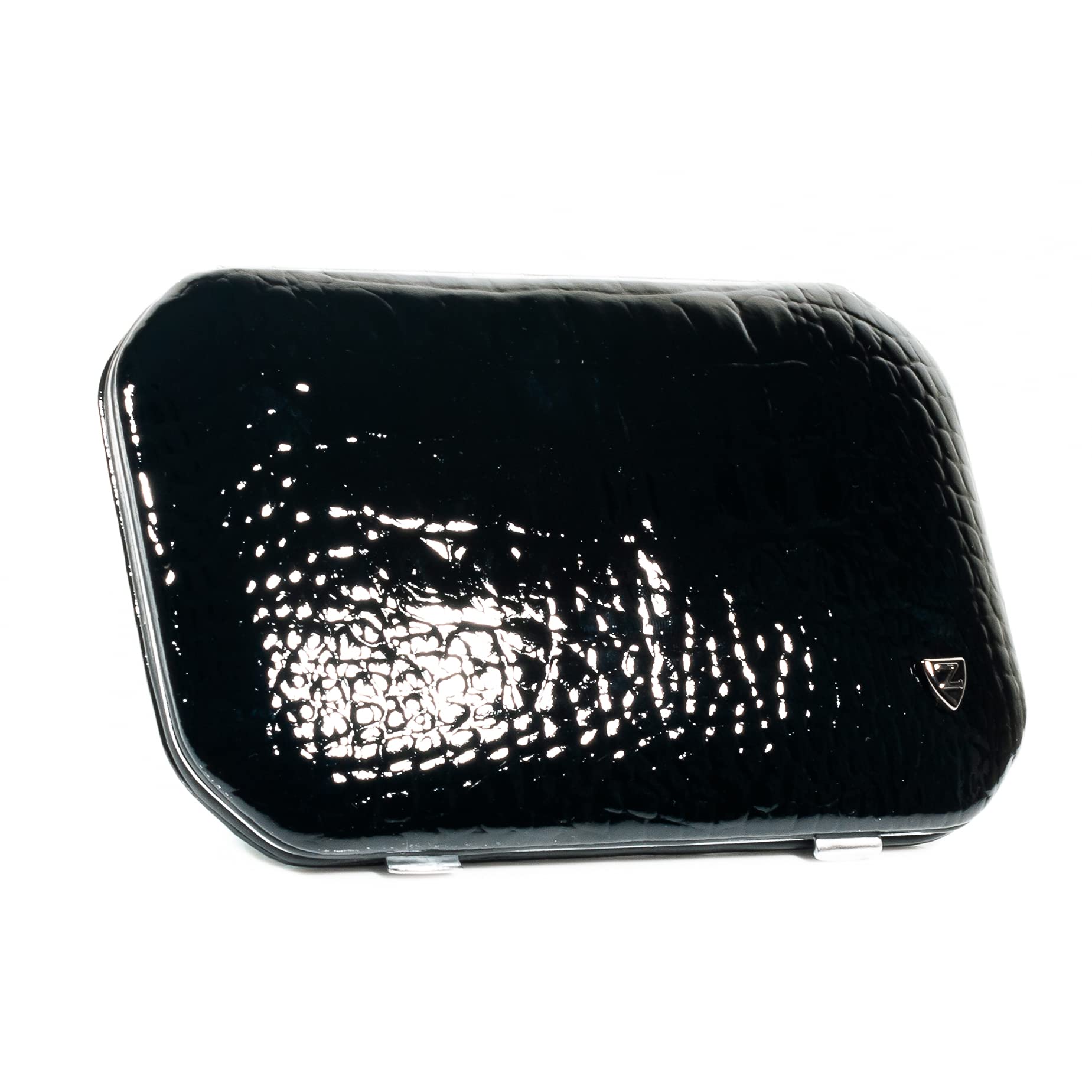 Zinger Manicure Set of 11 tools in Real Leather case - Black Croco