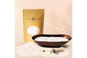 LILY LADUE Sand Candle Kit - 1Lb/16Oz Pearled Candles Sand and Wicks (24) with Bronze Holder, Unscented Aroma Beads, Reusable Pearled Candle Wax for DIY Home Kit, Powder Beads Refill Available
