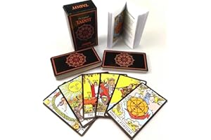 JEPNJPU Tarot Cards with Guide Book for Beginners Study Fortune Telling Games for Divination and Self-Exploration，Durable Black Tarot Cards Set for Beginners to Advanced