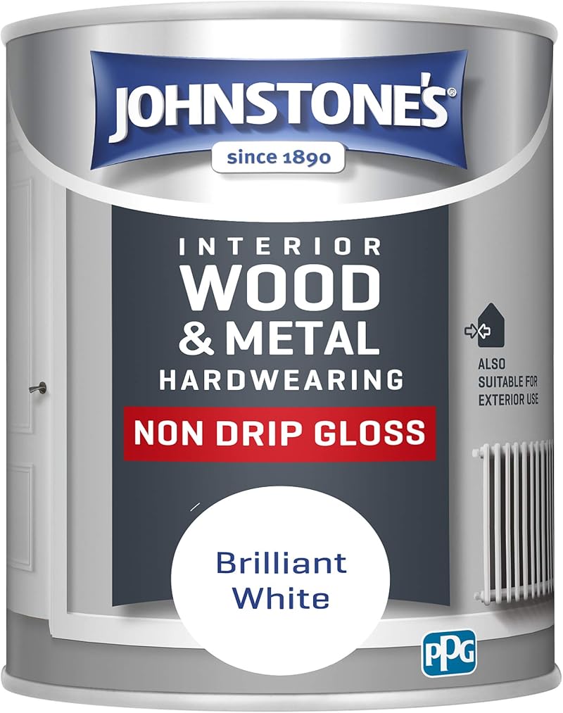 Johnstone's Brilliant White High Sheen Non Drip Gloss Wood Metal Hardwearing