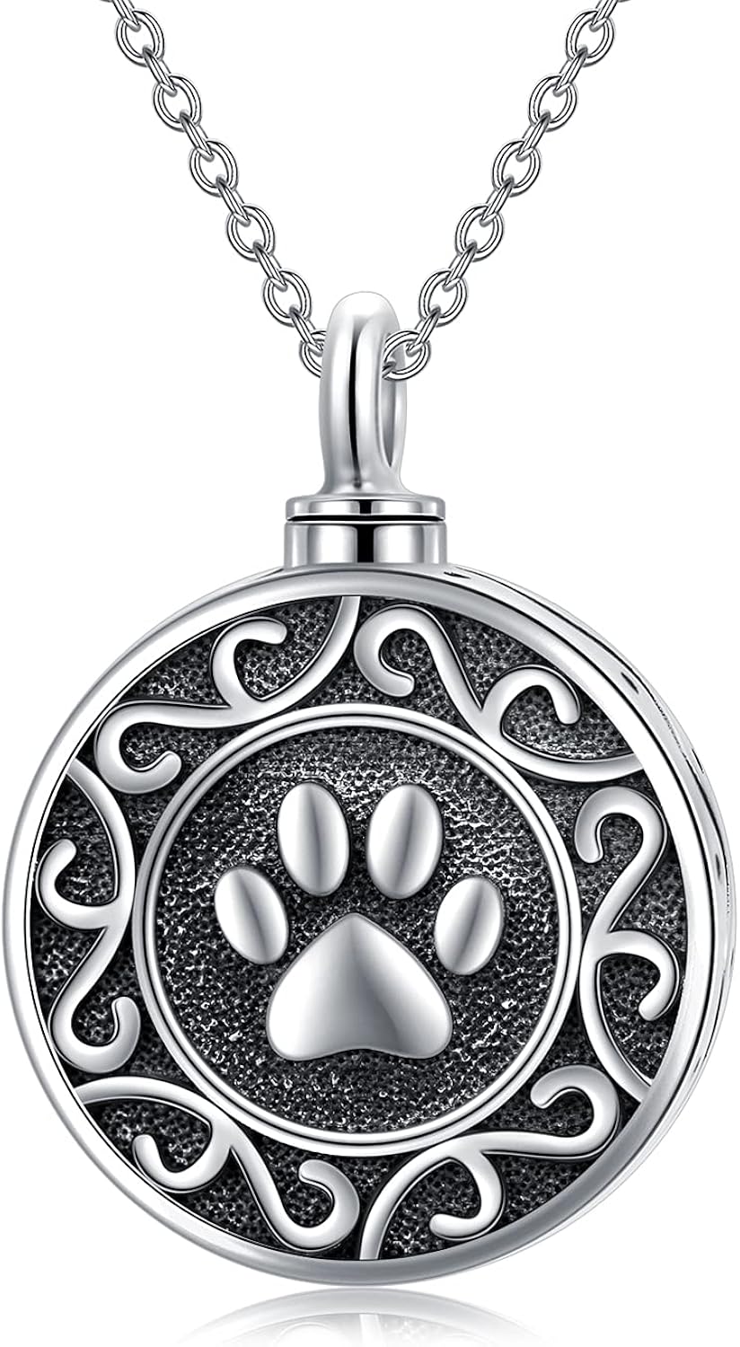 Pet Cremation Jewelry for Ashes 925 Sterling Silver Pet Urn Pendant Necklace for Cat Dog Ashes