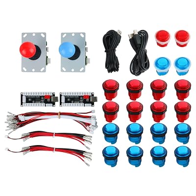 2 Player LED Arcade Button Kit - Red & Blue Joysticks With 20 LED Buttons For Raspberry Pi & MAME Cabinets