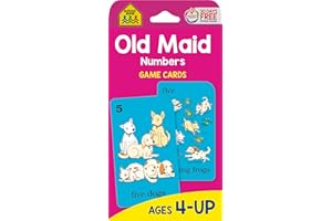 School Zone Old Maid Numbers Game Cards: 56 Cards, Preschool, Kindergarten, 1st Grade, Card Game, Numbers 1-12, Early Math, Animals, Counting, Matching, Pairing, Ages 4+