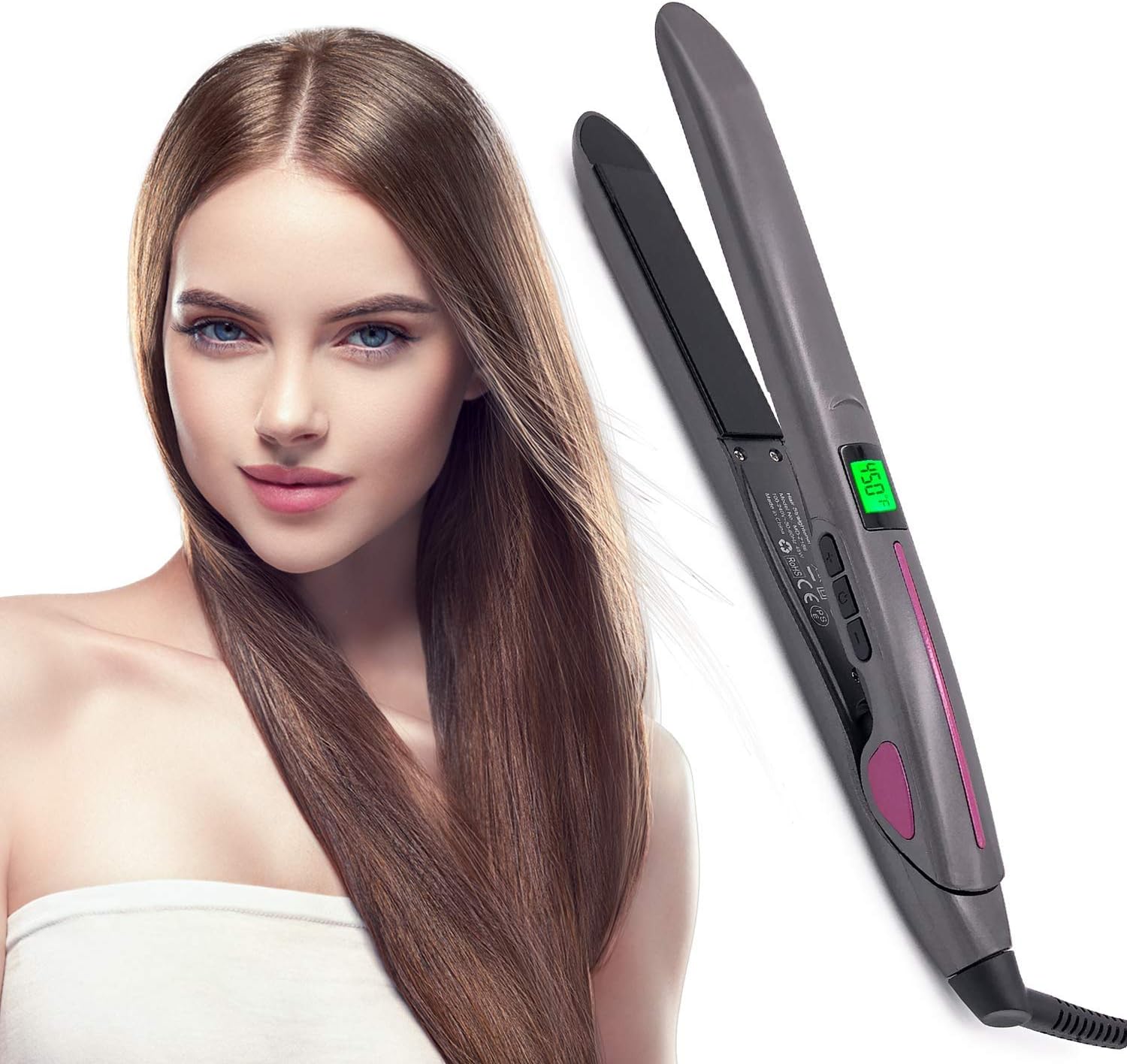 TDYJWELL Hair Straightening Irons Hair Professional Salon Hair Straightener Argan Oil Tourmaline Ceramic Titanium Straightening Flat Iron for Healthy Styling