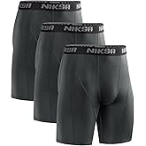 Niksa 3 Pack Compression Shorts Men, Spandex Athletic Workout Running Shorts Performance Sport Baselayer Underwear
