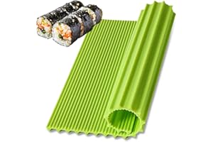 FYHJTRT Sushi Making Kit for Beginners & Kids - Premium Silicone Sushi Rolling Mat, Non-Slip Rice Paddle（Green）