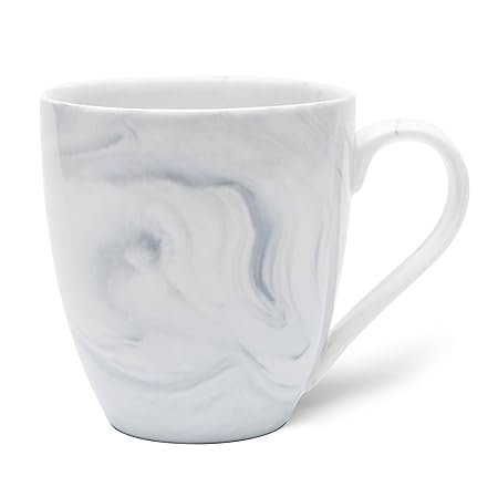 Hausmann & Söhne XXL Tasse weiß groß aus Porzellan in Pastell Grauer Marmorierung | Jumbotasse 500 ml (550 ml randvoll) | Kaf