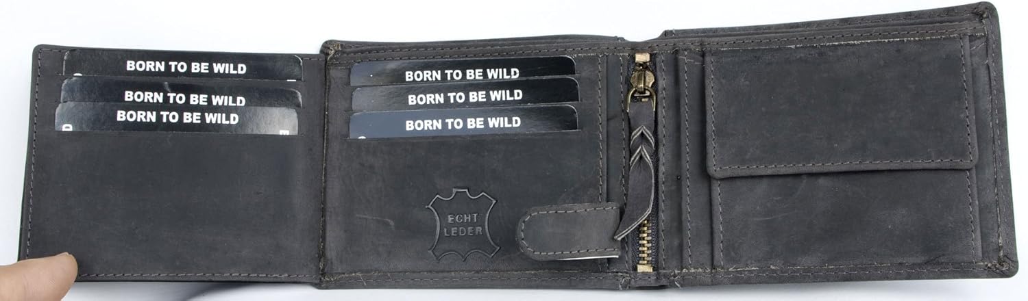 FLW-HL Strong Grey Genuine Leather Wallet with a Tank - RFID - Image 5