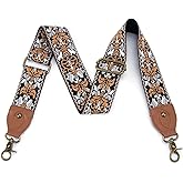 Purse Strap Replacement Crossbody Adjustable Bag Strap Retro Jacquard Embroidery Wide Shoulder Strap for Women Handbags