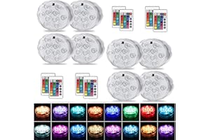 KINHON [8-Pack] Submersible Led Lights with Remotes,Kinhon Waterproof Submersible Lights Battery Operated,Underwater Pond Lights RGB Multi-Color Pool Lights for Founttain,Pond,Garden,Wedding,Shower