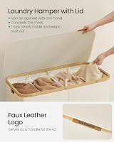 SONGMICS 200 L Laundry Basket with Lid 4 Sections Collapsible Cream White view 4