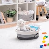 TIMEYARD Dog Toy Basket Cute Woven Grey Cotton Rope 30x20x13 cm view 2