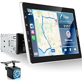 10 inch Single Din Car Stereo 10.1 Touchscreen Radio with CarPlay | Android Auto/Mirror Link/Bluetooth/1080P Screen/EQ Audio/Car Play/SWC +Backup Camera
