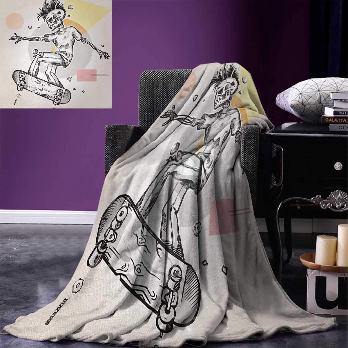 Skull Bedding Set Full Size Punk Rocker Skeleton Boy On A