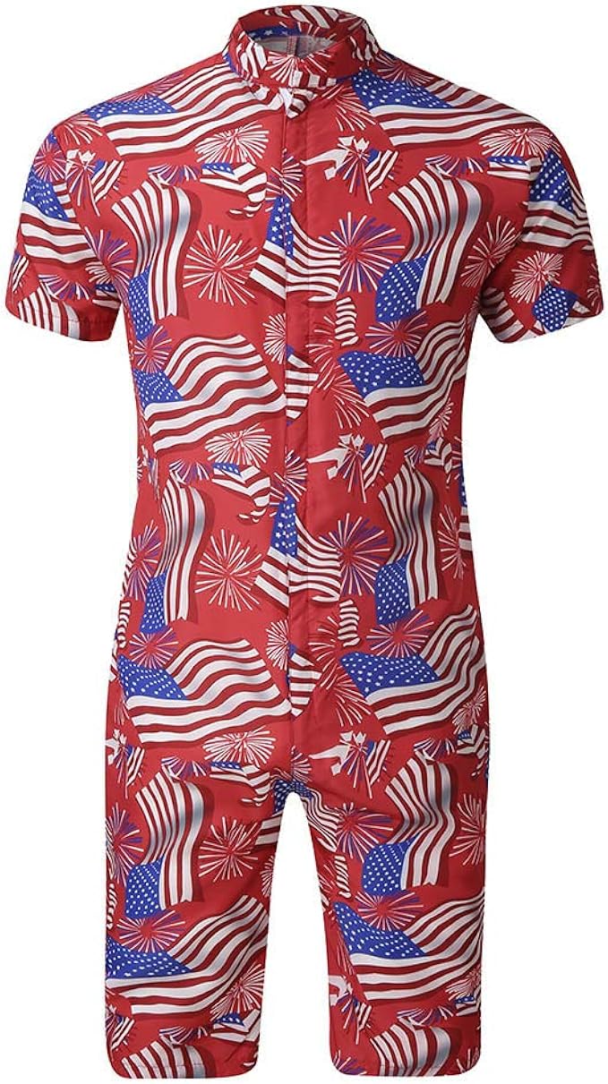 HHyyq Männer Sommer Kurze Hose 3D Gedruckt Kurzen Ärmel Zipper